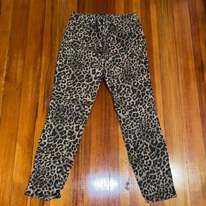 Leopard print high-waisted skinny jeans